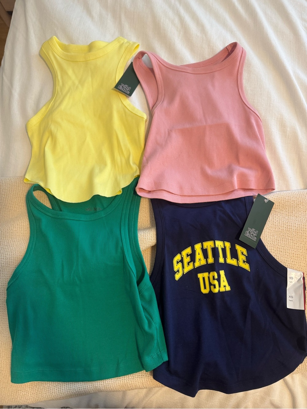 Ribbed Tank Top - Yellow, Pink, Green, Navy (Set)